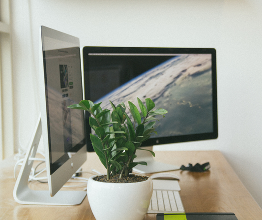 Clean and organised desk work from home 