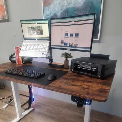 Electric Single-Motor Sit-Stand Desk 1500 x 750 mm Dark Rustic