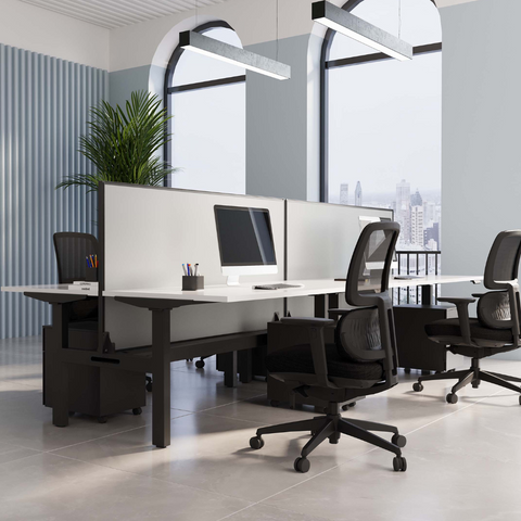 Boost Light Single Sided Workstation with Cable Tray | Adjustable Desk