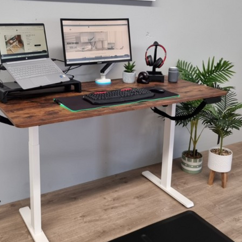 Electric Single-Motor Sit-Stand Desk 1500 x 750 mm Dark Rustic