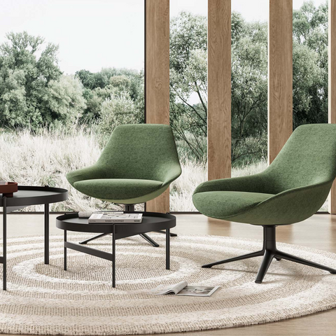 Breakout Lounge Chair - Olive | Lutie Club 4 Star Base | Office Reception Furniture