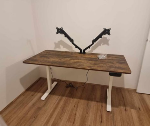 Electric Single-Motor Sit-Stand Desk 1500 x 750 mm Dark Rustic