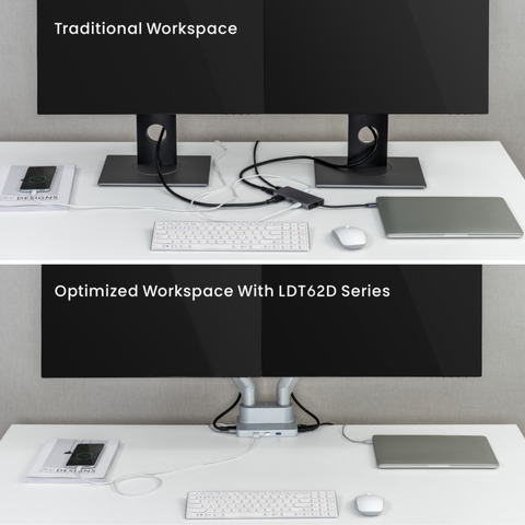 Dual Monitor Arm and Charging Dock - Gas Spring