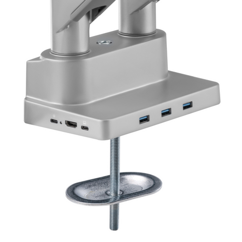 Double Monitor Arm with 8-IN-1 Docking Station | Gas Spring Mount