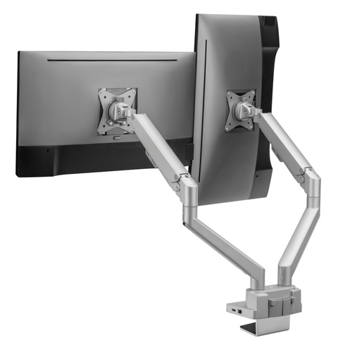 Double Monitor Arm with 8-IN-1 Docking Station | Gas Spring Mount