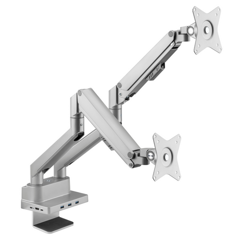 Double Monitor Arm with 8-IN-1 Docking Station | Gas Spring Mount