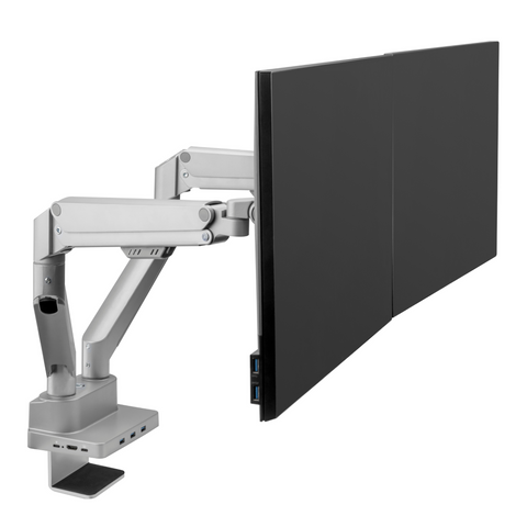 Double Monitor Arm with 8-IN-1 Docking Station | Gas Spring Mount