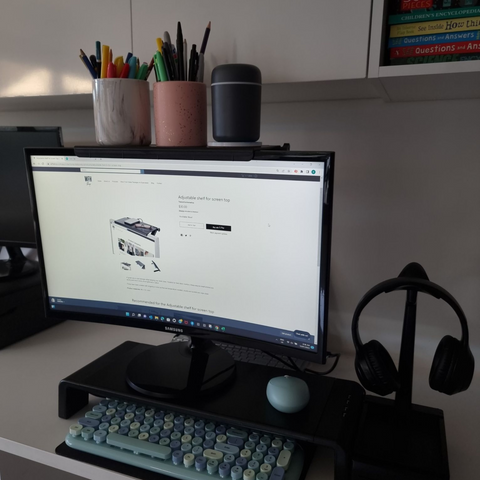 Adjustable shelf for monitor - declutter your desktop!