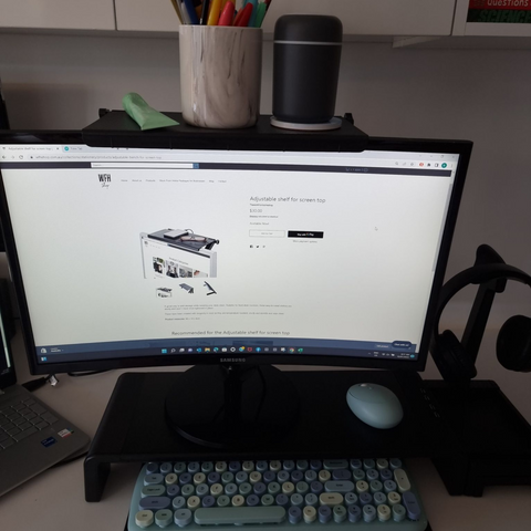 Adjustable shelf for monitor - declutter your desktop!